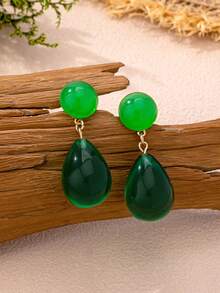 1 par de pendientes de moda de acrílico con diseño geométrico de círculo & gota de agua para mujeres, adecuados para uso diario - Pendientes - Ver 9