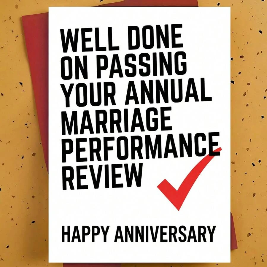 Anniversary Greeting Card – Humorous "Annual Marriage Performance Review" – Versatile Card Expressing Love And Care For Spouses, Partners, Or Friends – High-Quality Anniversary Card Suitable For Anyone - A - View 1