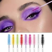 5pcs Random Color Cute Cat Paw Pattern Eyelash Comb & Brow Brush, Colorful Individual Tube Packaging, For Eyelash Extensions & Makeup, Random Color & Pattern, Reusable ABS Plastic Handle Makeup Brush, Suitable For Travel, Christmas, Mother's Day & Valentine's Day - Multicolor - View 2