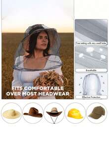 2pcs Extra Large Mosquito Head Net, Heavy Duty Fine Mesh Insect Net, Effectively Protects Against West Nile Virus And Zika Virus, Blocks Mosquitoes, Flies And Tiny Insects, Suitable For Outdoor Camping, Hiking And Wilderness Activities - Multicolor - View 3
