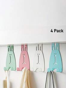 1/4pcs Cute Rabbit Over The Door Hook, Metal Door Hanger, No Drill Towel Clothes Hanging Rack, Nursery Room Storage Organizer - Multicolor - View 16