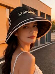 1 Pc Foldable Sun Hat With Brim, Suitable For Summer, Can Cover Face And Protect From Sun, Can Be Worn With Ponytail, Wide Brim Sun Hat, Mainly Used For Sun Protection And Portability, Suitable For Sports, Beach, Golf, Hiking And Other Activities - Multicolor - View 5