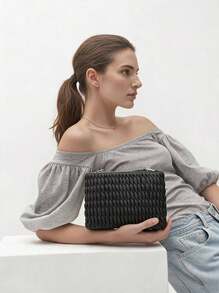 DKNY حقيبة كروس بودي نسائية سوداء - Black Grey - مشاهدة 1