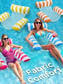 Summer Holiday Detachable Multi-Mode Striped Inflatable Floating Hammock, Pool Lounger With Removable Neck Pillow And Leg Support Mesh, Foldable Portable Floating Device For Pool, Beach, Lake, River, Suitable For Vacation Travel - Multicolor - View 1