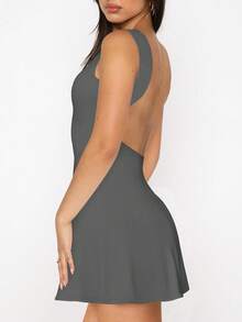 2024 European And American Style Sexy Backless Fitted Fashionable Elegant Bodycon Dress For Summer Party - Dark Gray # - View 3