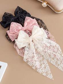 1pc Girls Lace Large Bow Hair Clip, Elegant Vintage Hair Clip, Suitable For Wedding, Party, Daily Hairstyles - Multicolor - View 6