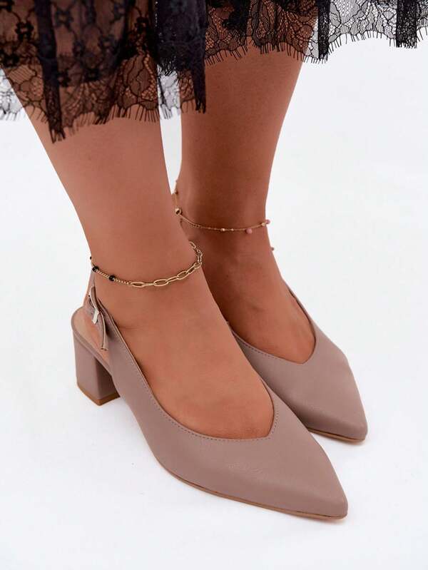 Elegant Women's Sandals Zazoo 1122 With Pointed Toe, High Heel, Beige