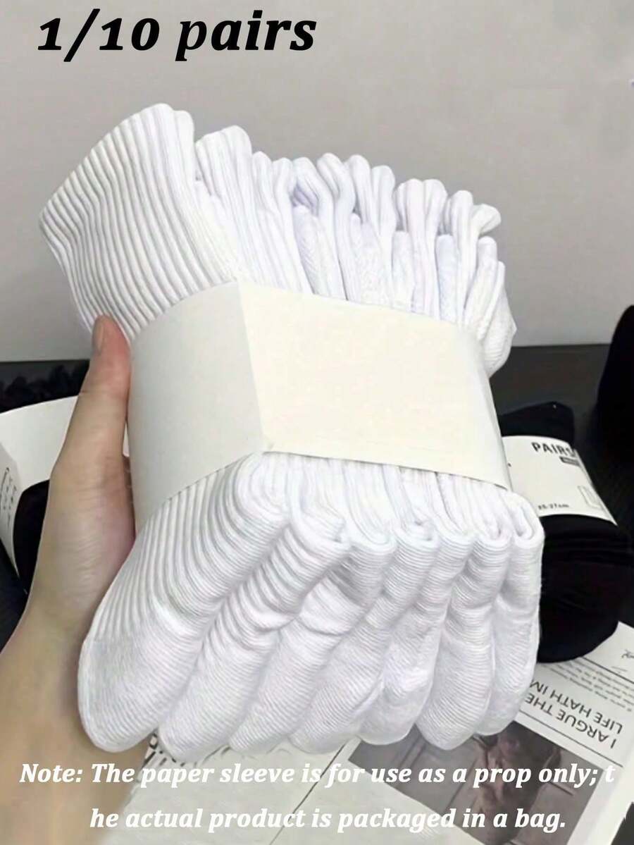 1/10 Pasang Kaos Kaki Putih Polos Pria, Menyerap Keringat dan Bernapas, Cocok untuk Pemakaian Sehari-hari, Lari, Olahraga, Pasangan, Semua Musim