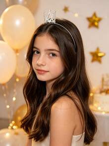 1pc Small Crown Rhinestone Inlaid Zinc Alloy Electroplated Material Non-Slip Secure Wear Shiny Luxury Princess Style Crown Headband Birthday Party/Ball/Daily Wear All Seasons - Multicolor - View 2