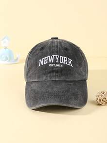 1件裝 嬰幼兒紐約刺繡棒球帽 男女童遮陽帽 嬰兒必需品休閒外出配件 - 彩色 - 查看 2