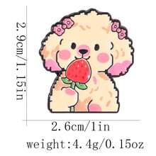 Bros Anak Anjing Teddy Stroberi dengan Motif Karangan Bunga yang Lucu, Aksesori Pin Serbaguna untuk Tas Kanvas dan Jaket Denim Anak Perempuan - MultiWarna - View 6