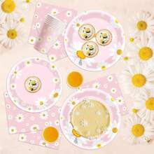 80 Pcs Daisy Plates And Napkins Party Plies Boho Groovy Disposable Tableware Dinnerware Set Includes Flower Paper Plates Napkins Cups For Hippie Birthday Decor - 粉紅色的 - 查看 6