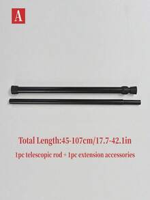 1pc Adjustable Curtain Rod, Extendable Shower Rod, Suitable For Diy Home Decoration - Black - View 10