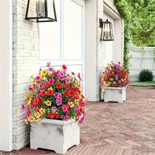 2/1 pieza Flores artificiales erguidas con tallos, adecuadas para decoración exterior de primavera/verano, margarita y eucalipto de seda falsa, resistentes a los rayos UV, adecuadas para porche, patio interior, balcón, decoración de jardín, plantas artificiales, decoración de otoño - Multicolor - Ver 9