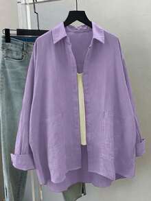 Women Blouses & Shirts - 紫羅蘭色 - 查看 5