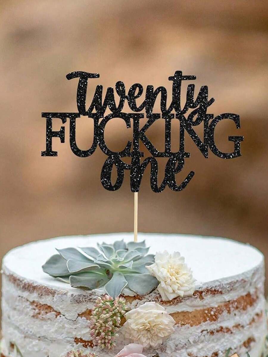 1pc Black 21st Birthday Cake Topper Cake Decoration Suitable For Birthday Party Decor - Black - View 1