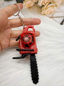 1pc Men's Realistic Handheld Chainsaw Pull Cord Keychain Pendant - Simulated Logging Keychain - View 1