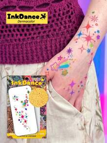1套「Colorful Stars」臨時紋身貼紙，Y2K彩虹流星逼真紋身，防水，真實紋身效果，身體彩繪，彩色，易貼易撕 CSD025 - 彩色 - 查看 7