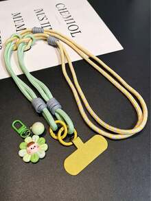 2 peças/1 peça Cordão para Telefone, Cordão para Telefone 2 em 1 Dopamina Menina Doce Rosa & Verde Bloco de Cor, Longo Transversal + Curto de Pulso Uso Duplo, Corda Trançada à Mão com Nó e Pingente de Flor de Desenho Animado, Acessório de Telefone Portátil Anti-Perda, Encanto de Bolsa e Chave para Passeio e Deslocamento Diário de Meninas, Pulseira para Smartphone, Halloween - Multicolorido - Visão 8