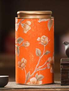 1pc Kitchen And Storage Room Container For Storing Tea, Coffee Beans, Sugar And Nuts. Metal Tea Canister With Good Sealing Properties. Its Bottom And Lid Are Both Coated With Porcelain Glaze. Suitable For Holiday Gifts And Daily Use - Multicolor - View 16