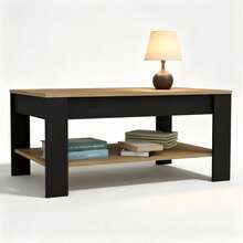 Mesa de té rectangular para sala de estar, Mesa de café, Escritorio, Mesa de reunión, Mesa pequeña, Mesa lateral, Mesa de almacenamiento, Mesa organizadora, Mesa central de sofá, Soporte para organizar libros, Mueble decorativo - Multicolor - Ver 3