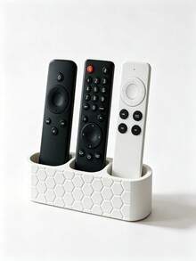 現代遙控器收納架 3D 列印電視遙控器收納盒 3 格遙控器整理架 適用於客廳、書桌、咖啡桌 通用智慧電視遙控器收納架 家用與辦公室桌面收納 桌面與抽屜用 - 彩色 - View 8