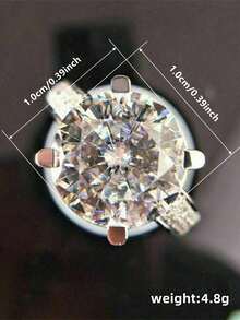 1pc Beautiful Cubic Zirconia Ring, Suitable For Women To Wear, Suitable For Wedding, Engagement, Anniversary Party, Valentine's Day Gift - 1# - View 5