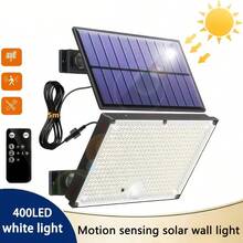 Luz Solar de Inundación de 400 LED de Alto Brillo, IP65 Totalmente Impermeable, Sensor Infrarrojo + Diseño de Control Remoto, Iluminación, Adecuada para Patio, Entrada, Porche, Garaje Luz Solar Exterior - 1 unidad - Ver 12