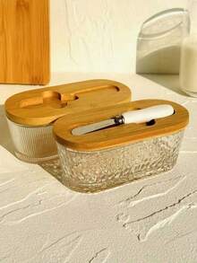 Glass Butter Dish With Sealed Lid, Keeps - For Countertop And Refrigerator Door Storage - Covered Butter Tray, Refrigerator- - Countertop Butter Holder - Butter Dish With Lid - Multicolor - View 2