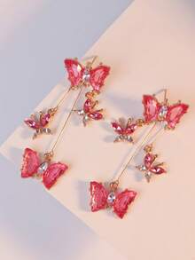 1 Pair Shajia Coquettish Style Sweet Fashion Women's Semi-Transparent Butterfly Pendant Earrings, Suitable For Daily Versatile Wear - Pink - View 4