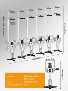 3 To 6 BOTTLE WALL MOUNTED & ROTARY STAND DRINK OPTIC DISPENSER PARTY BAR BUTLER - Silver, 6-bottle - View 6