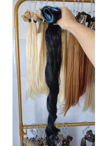 Aplique de Cabelo na Fita Adesiva Mega Hair Natural Fibra Russa Ondulado 50cm Premium 200grs - S1 - Visão 1