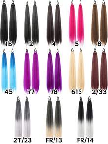 2Pcs 28 Inch Long Straight Synthetic Braided Ponytail Wig With Elastic Band For Women Daily Wear - Multicolor - View 2