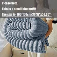 Luxury Soft & Comfortable Faux Rabbit Fur Blanket - Plush Light Gray With White Striped Pattern, Machine Washable, Suitable For Bed, Sofa, Camping | Modern Luxury Style, All Season - Blue-gray - View 11