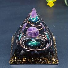 1pc Twelve Constellations Orgone Pyramid - Taurus/Scorpio/Leo/Pisces/Cancer/Virgo/Libra/Aries/Gemini/Aquarius Amethyst - Gift Tool, Home Decor - Multicolor - View 20