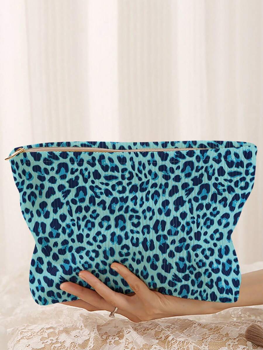 1 pieza Bolsa de almacenamiento de cosméticos portátil con estampado de animales, impresión de doble cara, bolsa de maquillaje con cremallera para viajes, organizador multifuncional de artículos de tocador - Multicolor - Ver 1