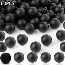 60PCS 15mm Solid Color Silicone Beads Set, Orange White Black Red Purple Round Loose Beads, Adult DIY Accessories, Suitable For DIY Beaded Pens, Earrings, Etc., Perfect As Holiday Birthday Gifts, Beads & Bead Assortments - 15mm Solid Color Beads - View 9