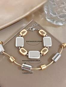 Punk Round Tube Gold Silver Color Chain Necklace Sets For Women Multicolored Chain Necklace For Daily Party Birthday Halloween Easter Jewelry Gifts - Multicolor - View 7