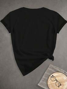 Vintage Happy Bastille Day Sports T-Shirt, Plus Size, Summer Tops - 黑色 - 查看 2