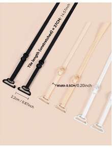 1/3pairs Adjustable Thin Bra Shoulder Straps Replacement, 0.5cm Spaghetti Elastic Bra Strap, Multi-Way Halter / Cross Back / Regular Wear, Non-Slip Bra Strap Extender For Tube Top Camisole, 3 Colors Black/Nude/White - Multicolor - View 4