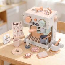 Juego de Máquina de Café de Madera para Juego Simbólico, Adecuado para Niños de 3 Años o talla grande, Juguete de Juego de Rol de Madera, Juguete de Máquina de Café para Niños con Accesorios de Café Completos, Juguete de Juego de Rol de Cocina Estilo Montessori, Regalo Ideal de Cumpleaños o Navidad para Niños y Niñas - Multicolor - Ver 2