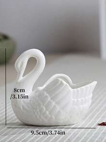 1pc White Swan Succulent Planter, Porcelain, Candle Holder Elegant White Swan Ceramic Candlestick Handcrafted Table Centerpiece Romantic Home Decor For Wedding Birthday Party - Multicolor - View 8
