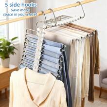 1pc Space-Saving 9-Tier Metal Pants Rack, Non-Slip Stainless Steel S-Shaped Closet Organizer With Hooks, Suitable For Leggings And Long Pants, Wardrobe Accessory | Sturdy Clothing Rack | Durable Metal Hanger - Multicolor - View 5