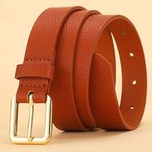 1pc Solid Color Casual PU(Polyurethane) Women's Belt, Square Buckle, Versatile For All Seasons, Business Commute, Matches With Trousers, Fine Leather Belt - Multicolor - View 9