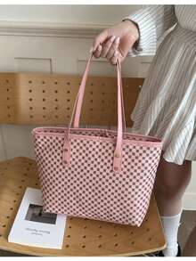 New Fashion Women's Large Capacity All-Over Print Letter Pattern Decorated Double Handle Tote Bag, Suitable For Work Commute - Multicolor - View 6