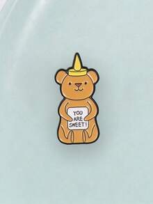 Honey Bear You Are Sweet Enamel Pin Cute Honey Bottle Love Quote Lapel Brooch Valentine Backpack Decor Gift - Mustard Yellow - View 6