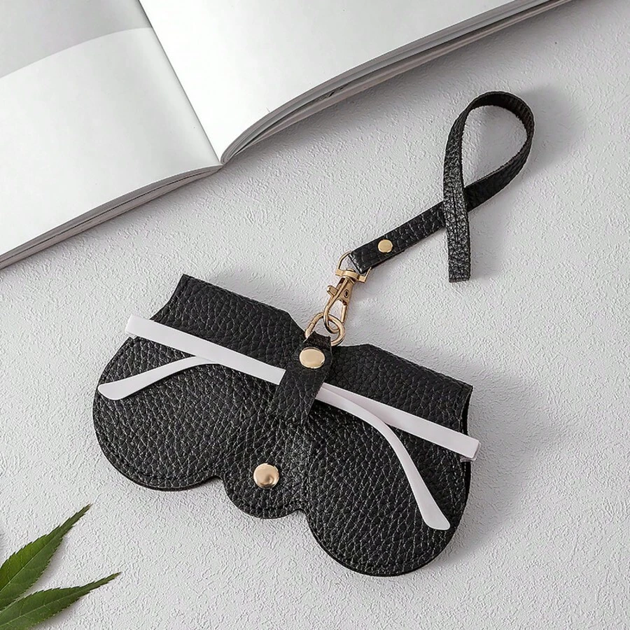 1 New Fashion Glasses Bag Portable Glasses Case Fashion Glasses Protective Cover Cute Glasses Clip Women's Simple Glasses Pouch - Black - View 1