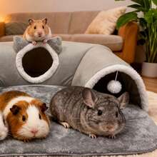 3-In-1 Cozy Cat Tunnel Bed - Play Mat & Warm Nest With Non-Slip Bottom For To Medium Cats, Rabbits & Hamsters - Multicolor - View 8