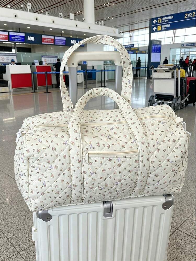 1pc Daisy Pattern Quilted Fashion Large Capacity Short Trip Tote Bag, Women's Shoulder Bag, Sports Bag, Yoga Bag, Suitable For Multiple Occasions - Multicolor - View 2