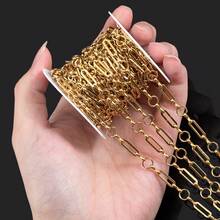 1m Fashion Stainless Steel Hollow Rectangular & Round Spacer Design Jewelry Chain, Suitable For Handmade DIY Necklace, Bracelet And Jewelry Accessories - Stainless Steel Chain - View 6